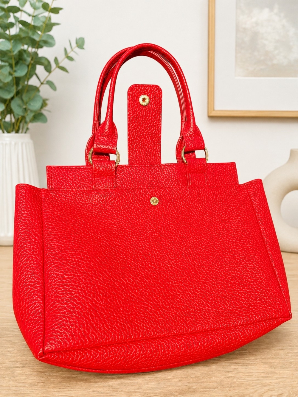 ❤️ Red Structured Tote Bag | Zebra Print Lining | Boutique Style Handbag ❤️